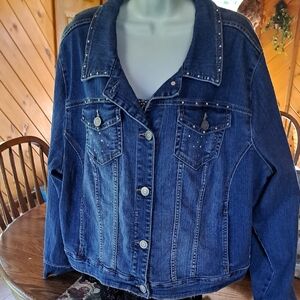 Venezia Dark Blue Studded Jean Jacket